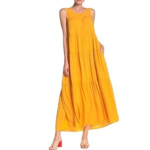 Max Studio Summer Sunshine yellow tiered design sleeveless stylish maxi dress